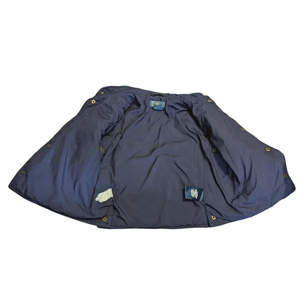 Polo Ralph Lauren Kids Navy Blue Quilted Barn Jacket 2T Corduroy Trim Snap Front